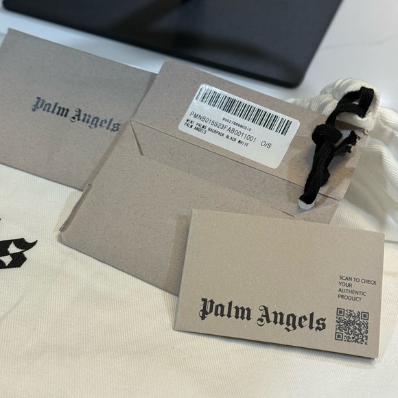Palm Angels Black all over logo  Backpack NEW - Picture 3 of 9